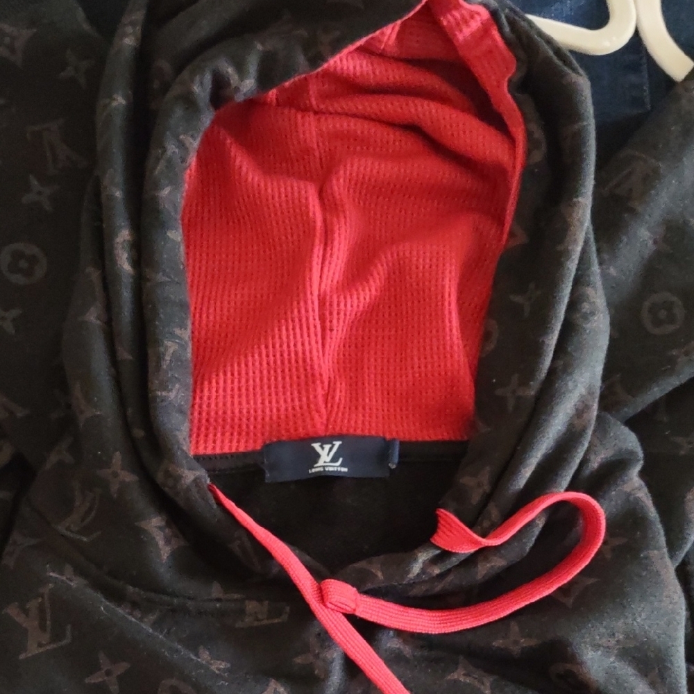 Louis Vuitton Black Monogram Hoodie with Red Drawstrings - Picture 4 of 5